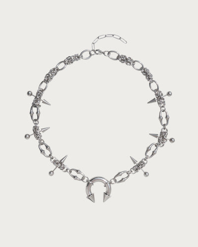 Sloane Pierced Rivet Horseshoe Silver Necklace