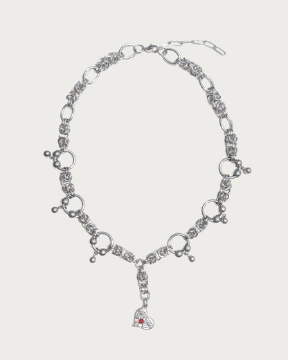 Elara Heart Tassel Silver Y Necklace