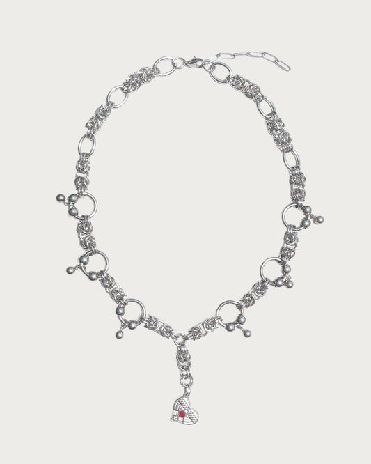 Elara Heart Tassel Silver Y Necklace