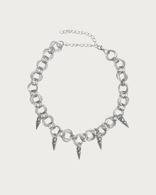 Noemi Rivet Tassel Link Charm Silver Necklace