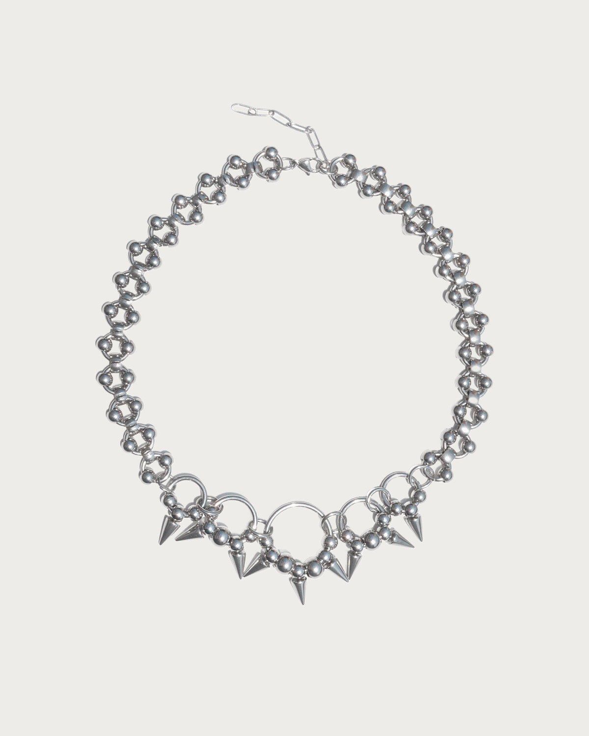 Jett Industrial Rivet Circle Silver Necklace