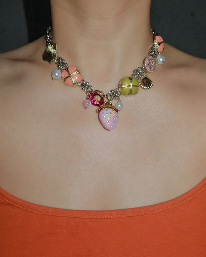 Linnea Strawberry Blossom Silver Necklace