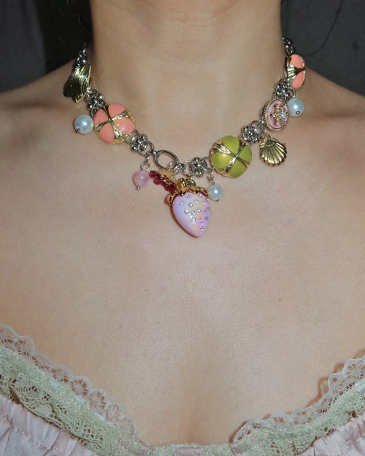 Linnea Strawberry Blossom Silver Necklace