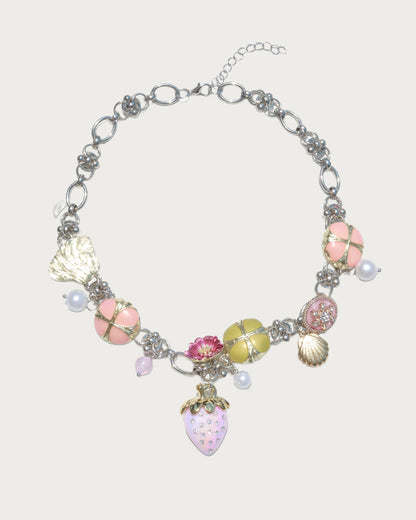 Linnea Strawberry Blossom Silver Necklace
