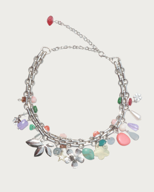 Petal Riot Garden Charm Silver Necklace