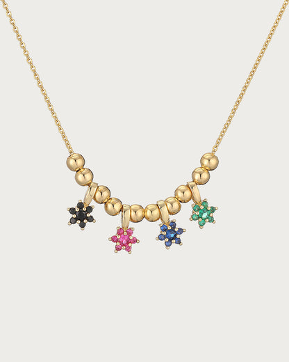 Fleur Starlight Crystal Golden Necklace
