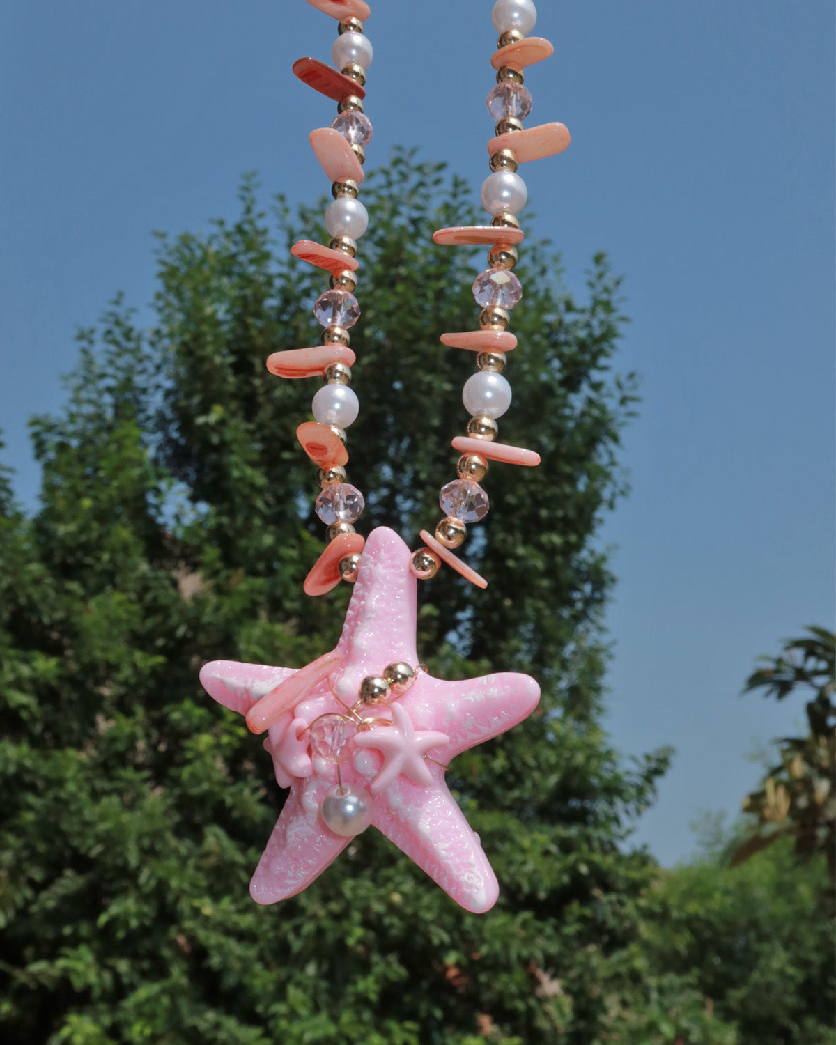 Isla Pink Starfish Pearl Beaded Pendant Necklace
