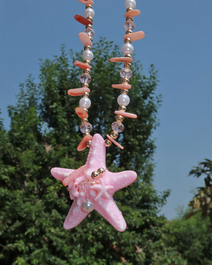 Isla Pink Starfish Pearl Beaded Pendant Necklace