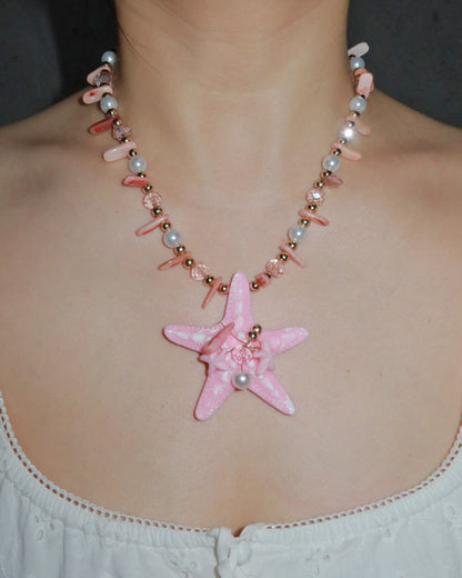Isla Pink Starfish Pearl Beaded Pendant Necklace