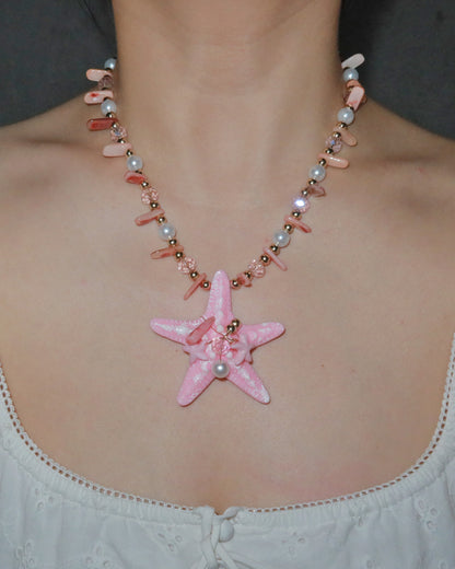 Isla Pink Starfish Pearl Beaded Pendant Necklace