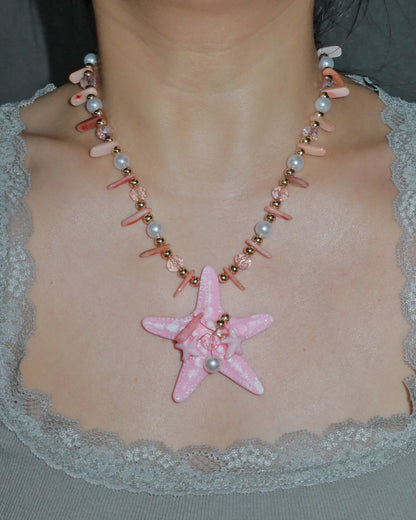 Isla Pink Starfish Pearl Beaded Pendant Necklace