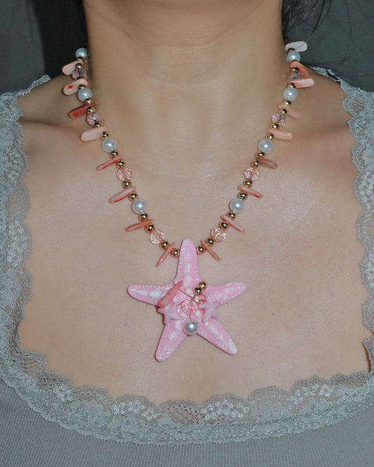 Isla Pink Starfish Pearl Beaded Pendant Necklace