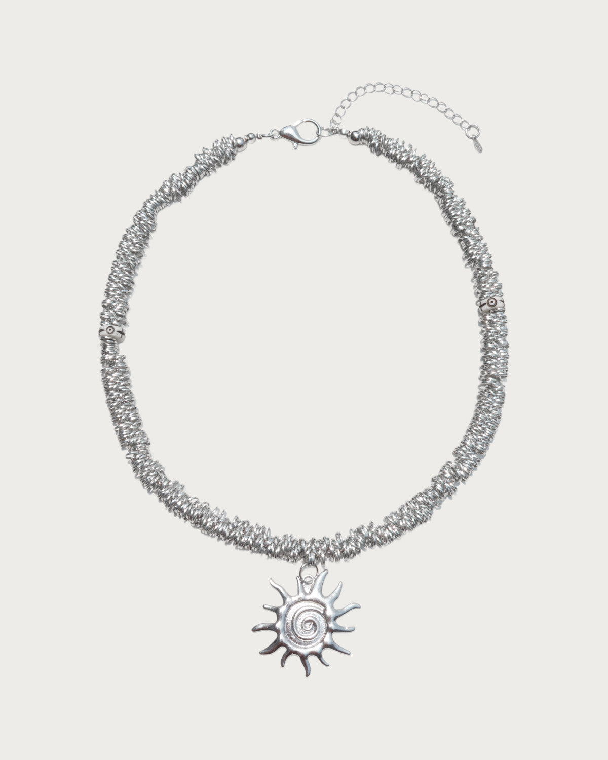 Helio Tribal Sun Silver Pendant Necklace