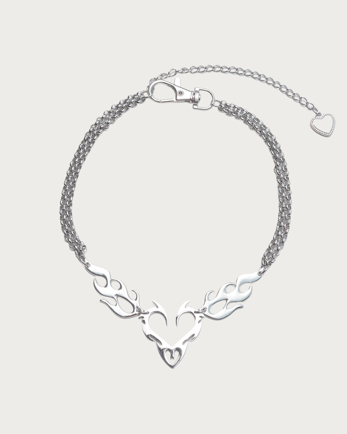 Valenci Flame Heart Silver Necklace