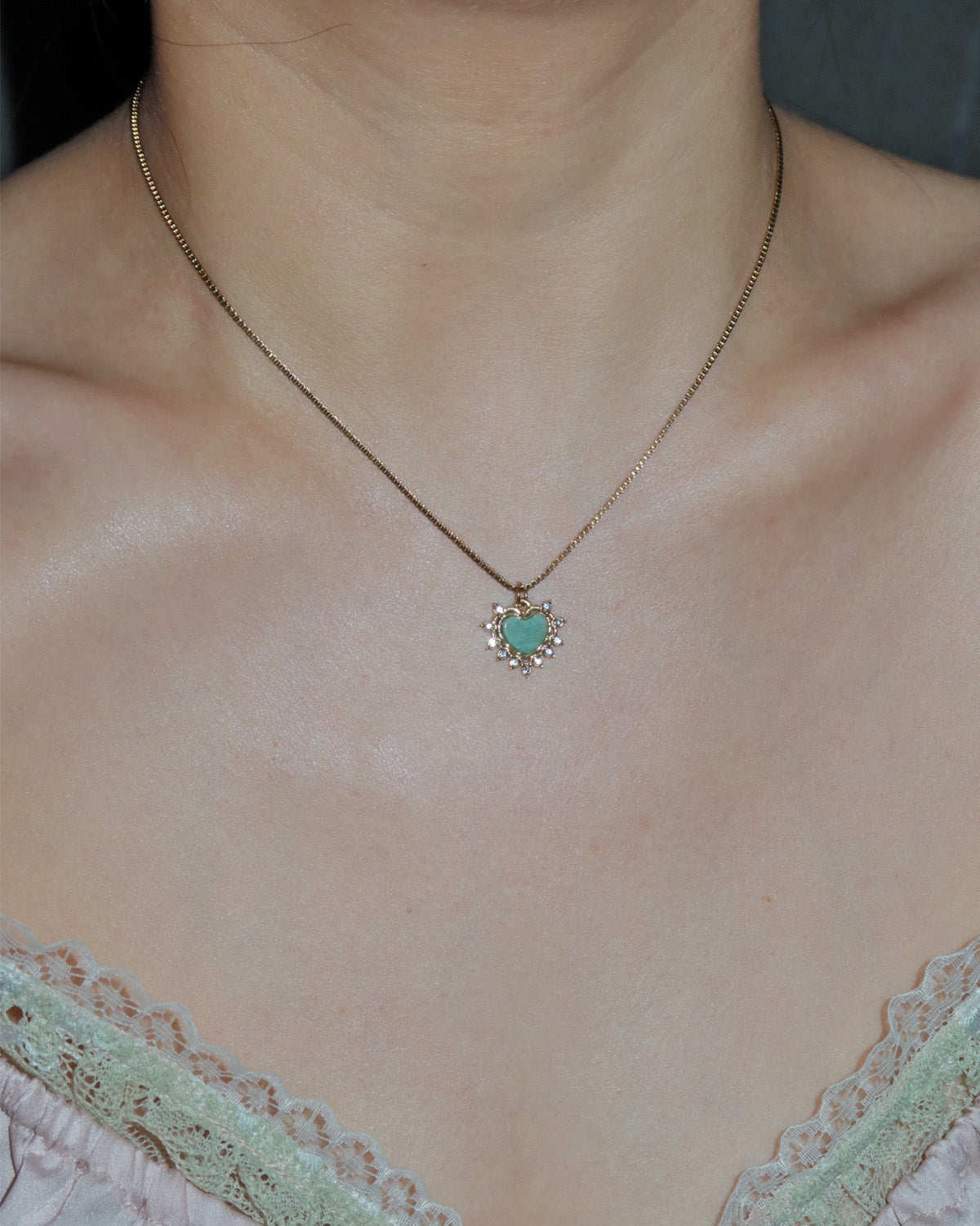 Serafina Sage Green Heart of Eden Golden Pendant Necklace