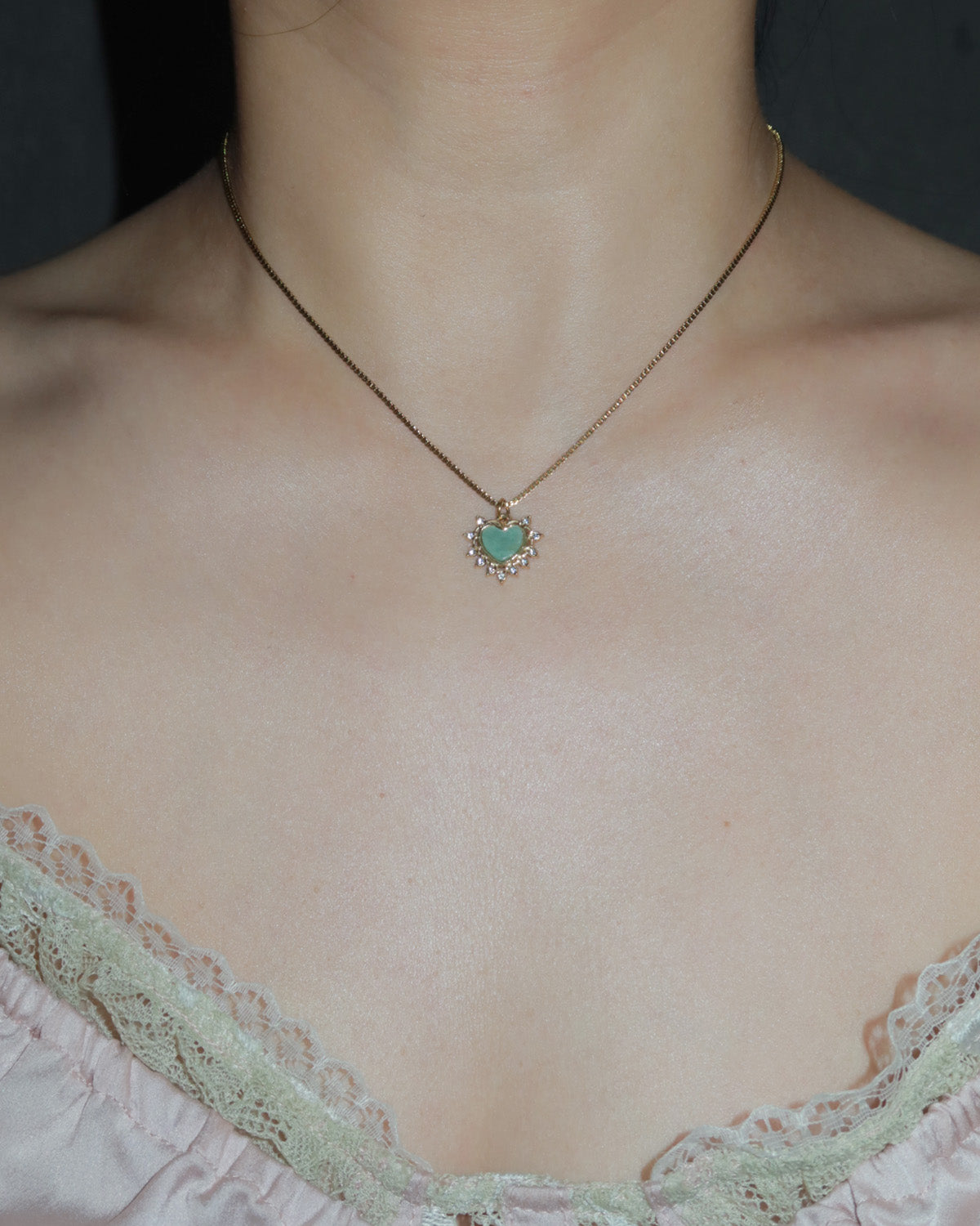 Serafina Sage Green Heart of Eden Golden Pendant Necklace