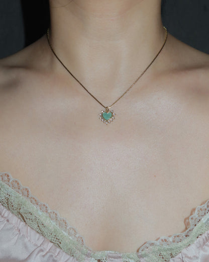 Serafina Sage Green Heart of Eden Golden Pendant Necklace