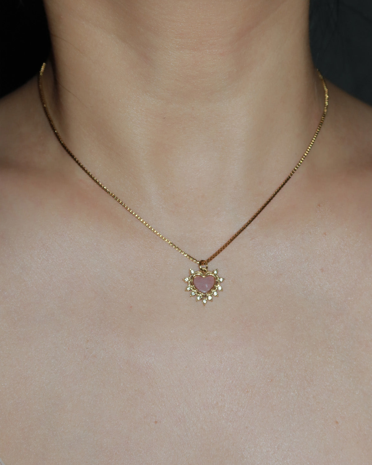 Serafina Dusty Rose Pink Heart of Eden Golden Pendant Necklace