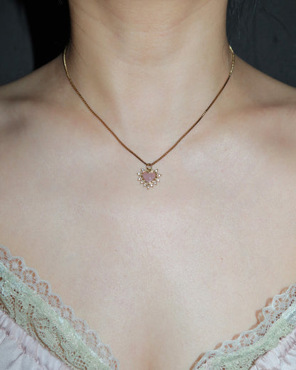 Serafina Dusty Rose Pink Heart of Eden Golden Pendant Necklace