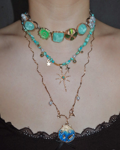 Maristella Button & Bead Coastal Light Layered Necklace
