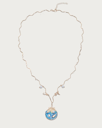 Maristella Button & Bead Coastal Light Layered Necklace