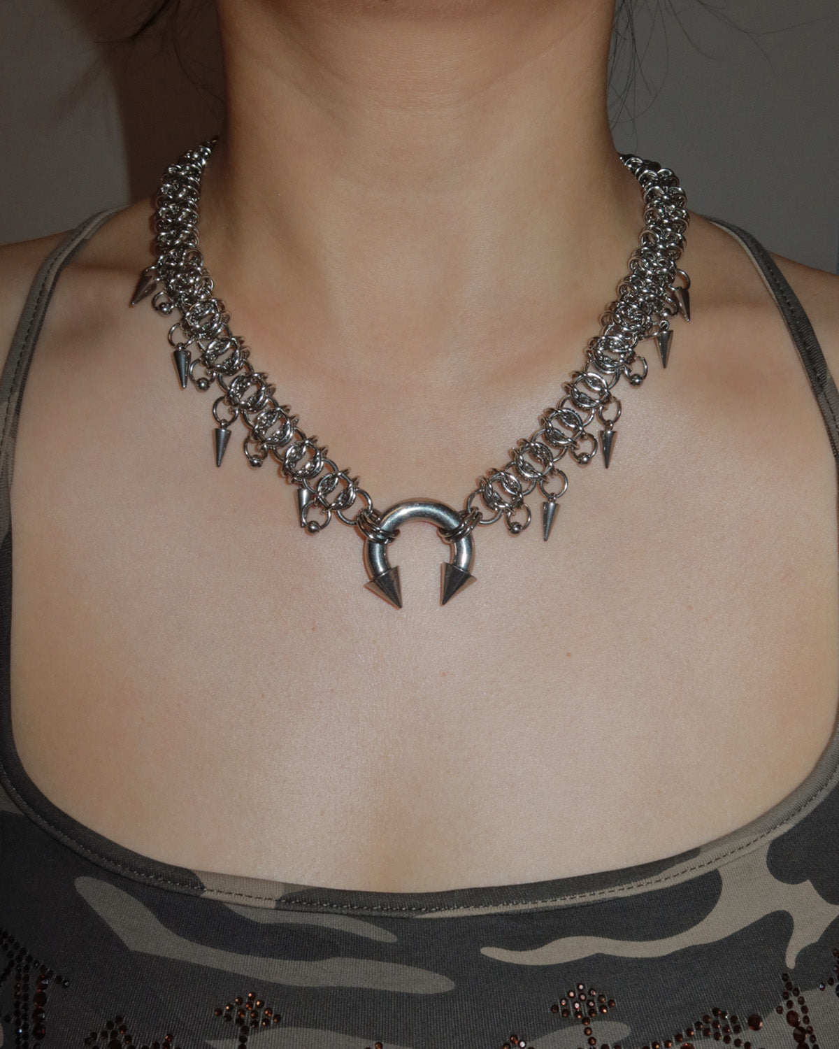Avery Gothic Spike Silver Necklace