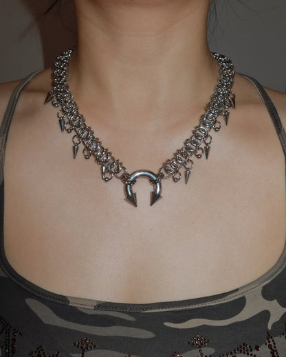 Avery Gothic Spike Silver Necklace