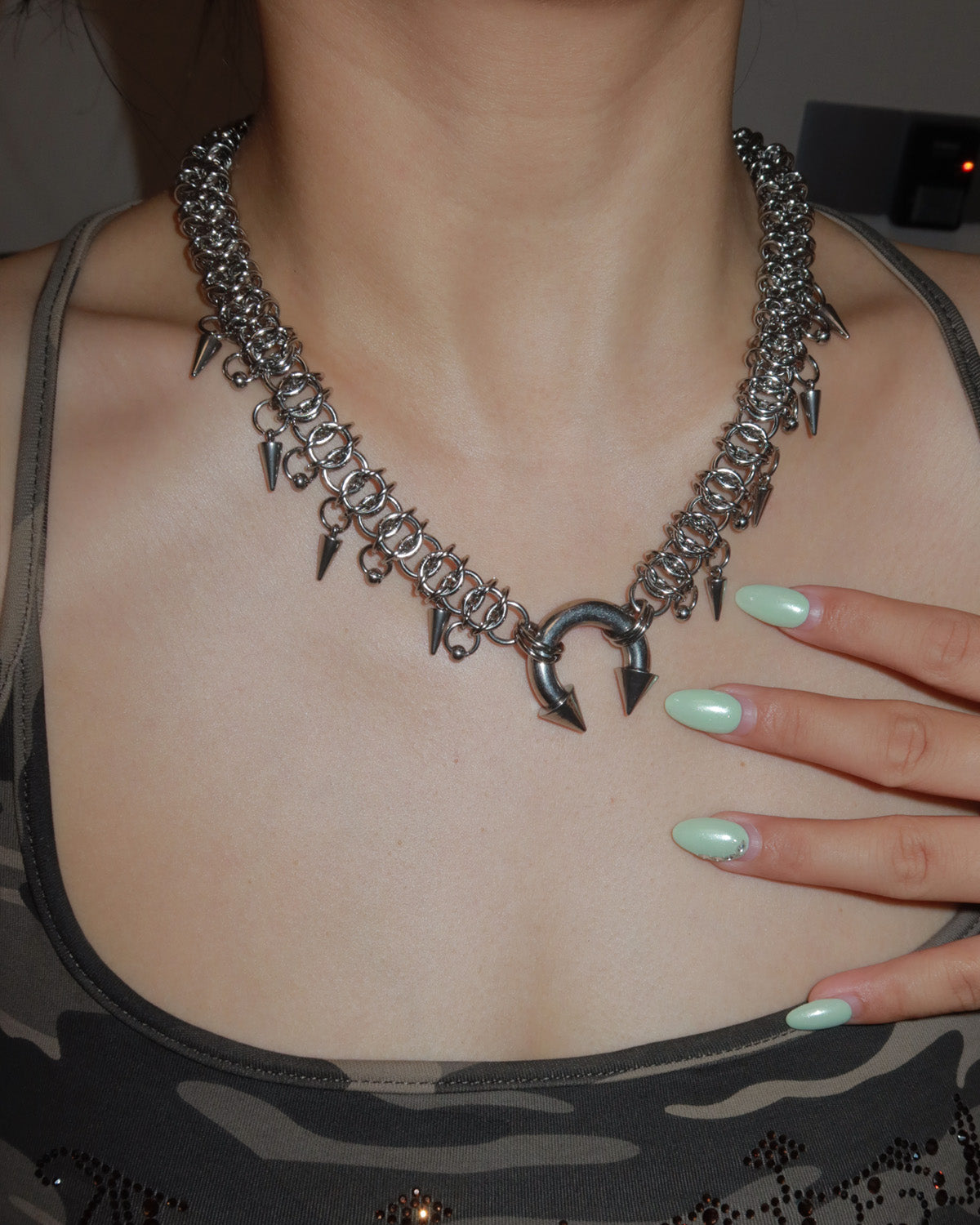 Avery Gothic Spike Silver Necklace