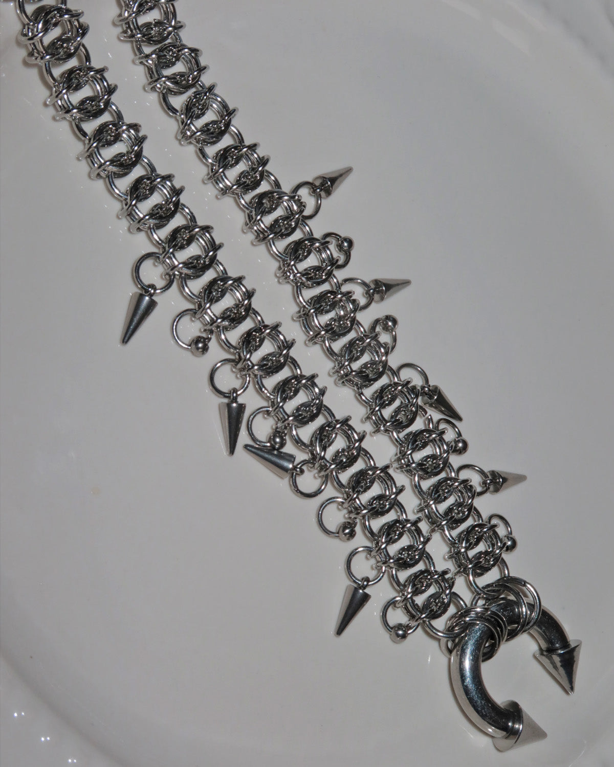 Avery Gothic Spike Silver Necklace