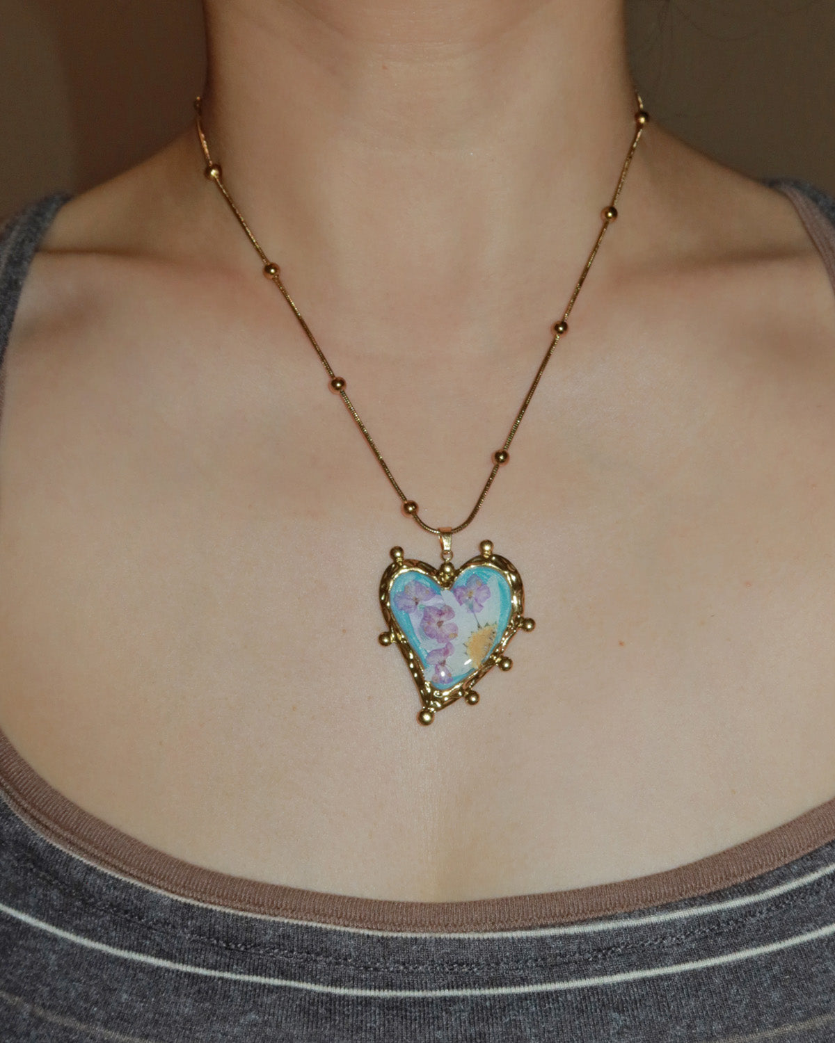 Jardin Secret Heart Golden Pendnat Necklace