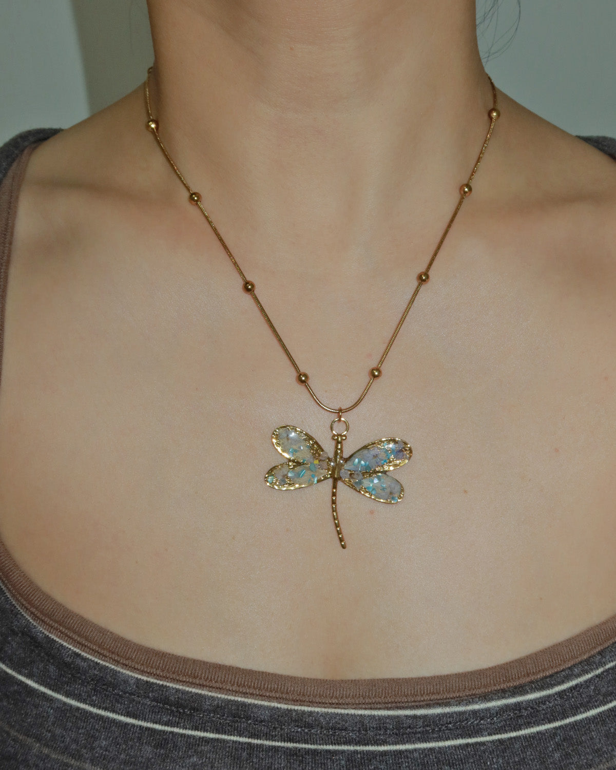 Jardin Secret Botanical Dragonfly Pendant Necklace