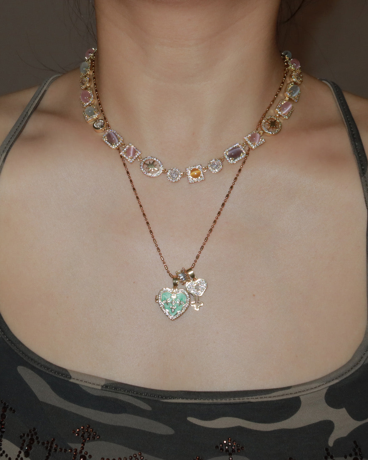 Shirley Colorful Crystal Geometric Golden Jewelry Set