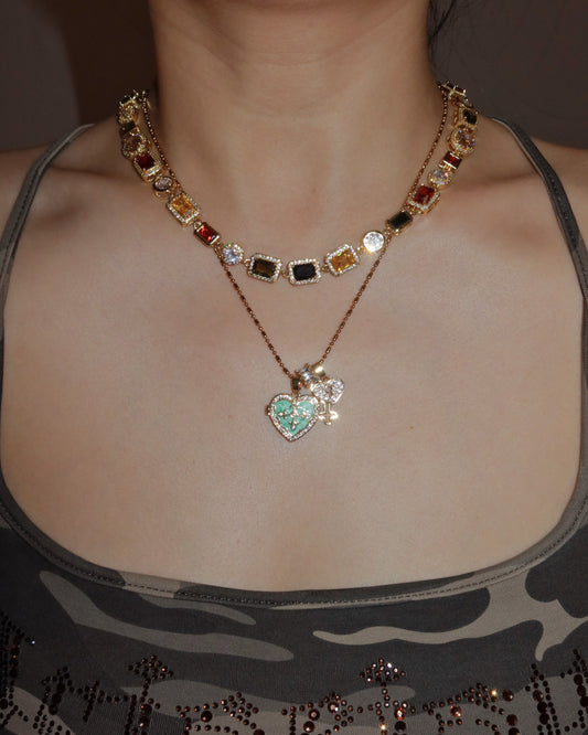 Mona Vintage Luxury Square Golden Necklace