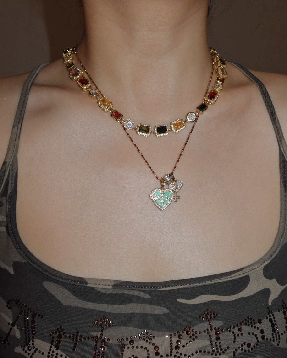 Mona Vintage Luxury Square Golden Necklace