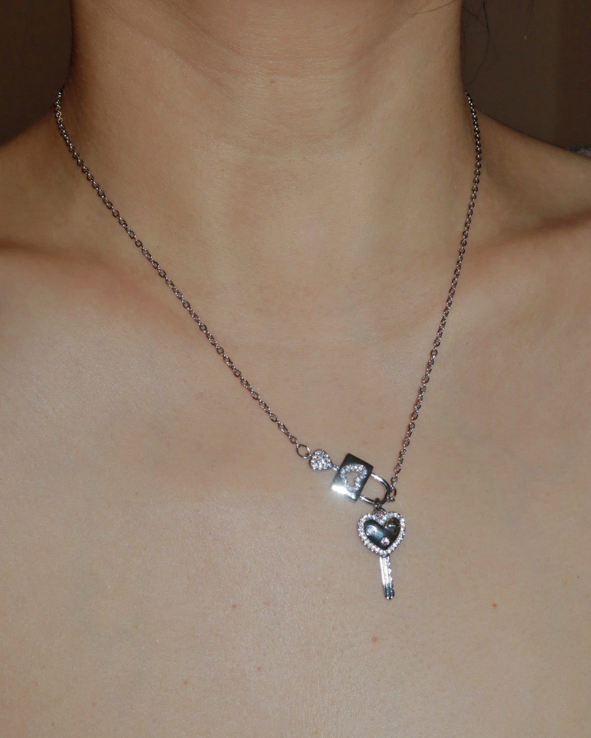 Valentine Cipher Key Silver Necklace