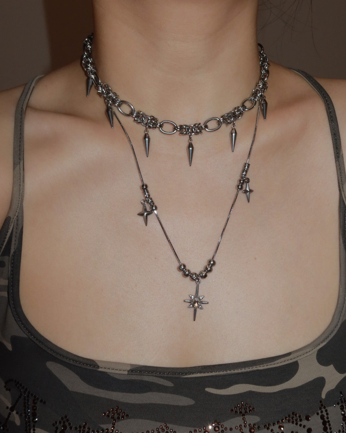 Astral Spike Orbit Hexagram Silver Necklace