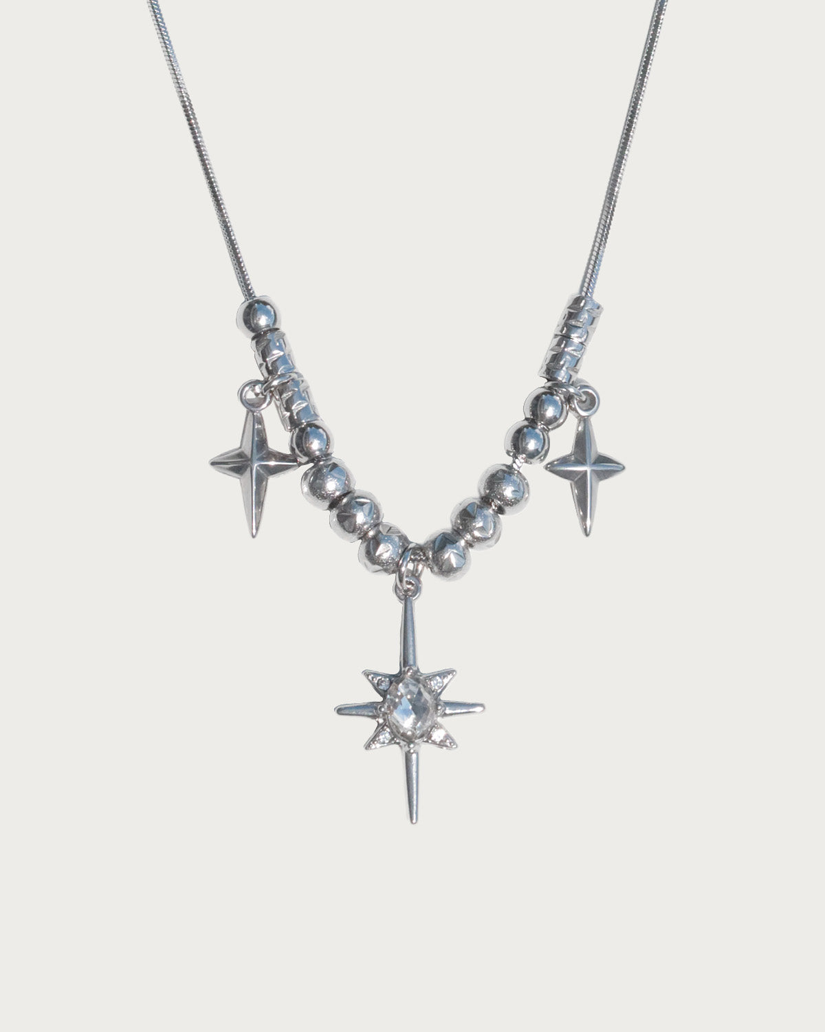 Astral Spike Orbit Hexagram Silver Necklace