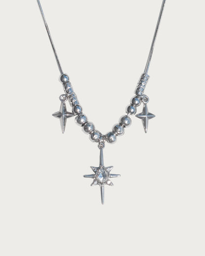 Astral Spike Orbit Hexagram Silver Necklace