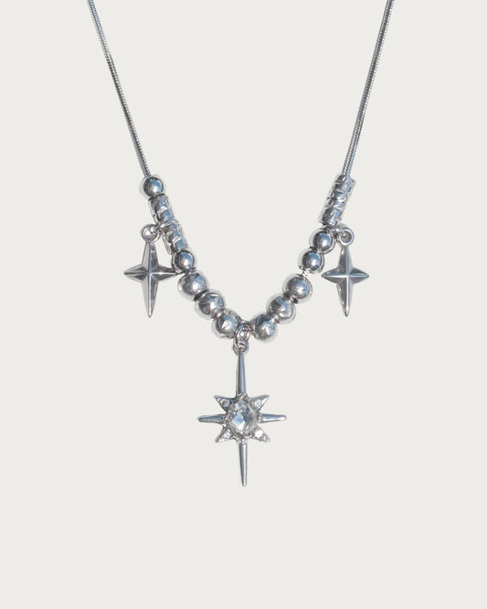 Astral Spike Orbit Hexagram Silver Necklace