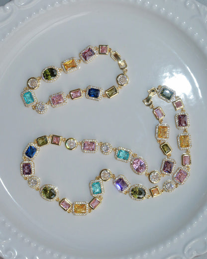 Beatrice Art Deco Gemstone Golden Bracelet