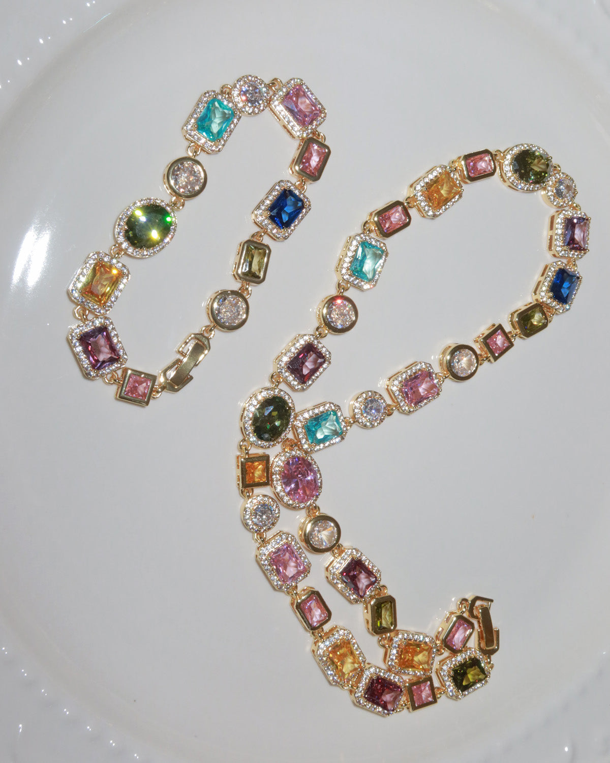 Beatrice Art Deco Gemstone Golden Bracelet