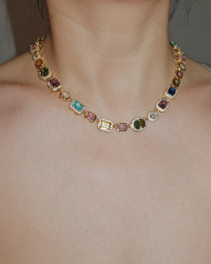 Beatrice Art Deco Gemstone Golden Necklace