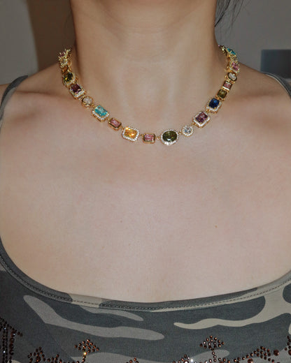 Beatrice Art Deco Gemstone Golden Necklace