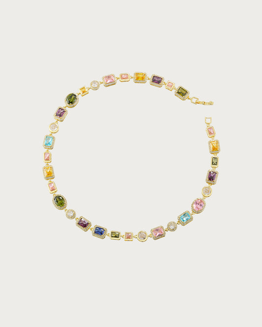Beatrice Art Deco Gemstone Golden Necklace