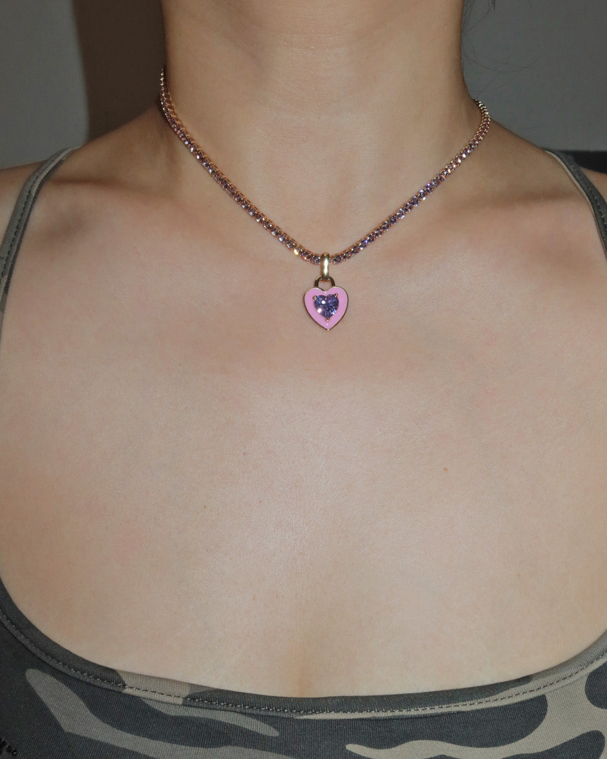 Maribel Rosé Heart Gem Necklace
