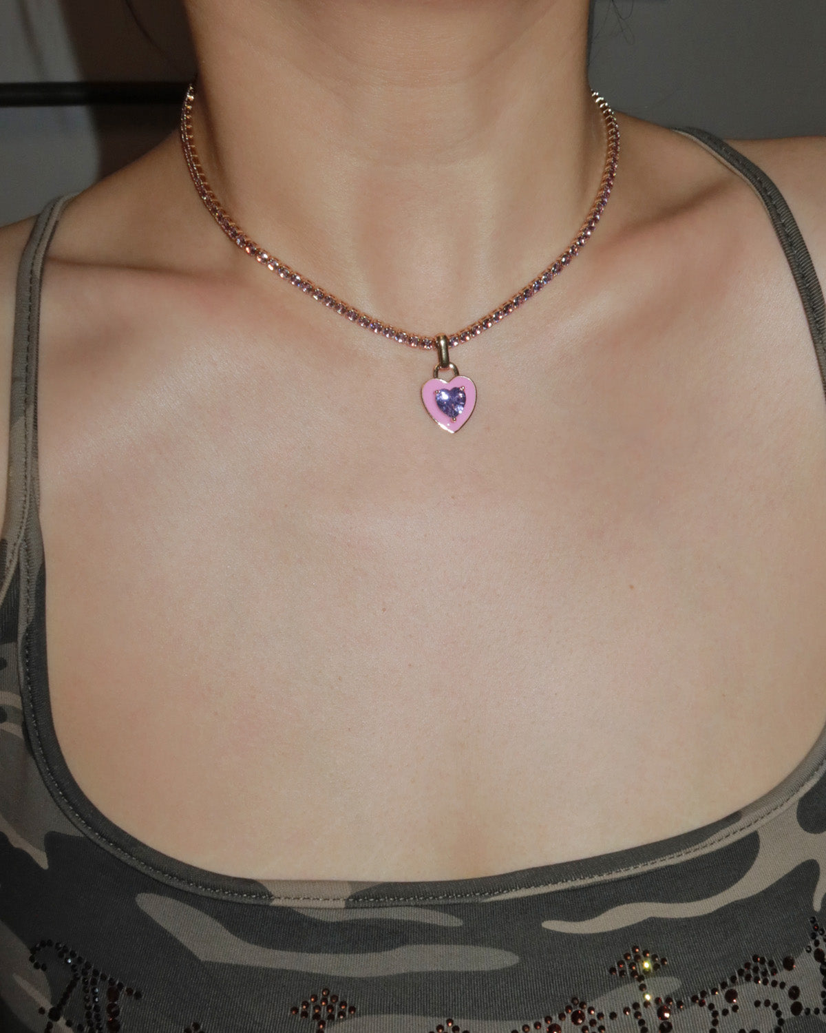 Maribel Rosé Heart Gem Necklace