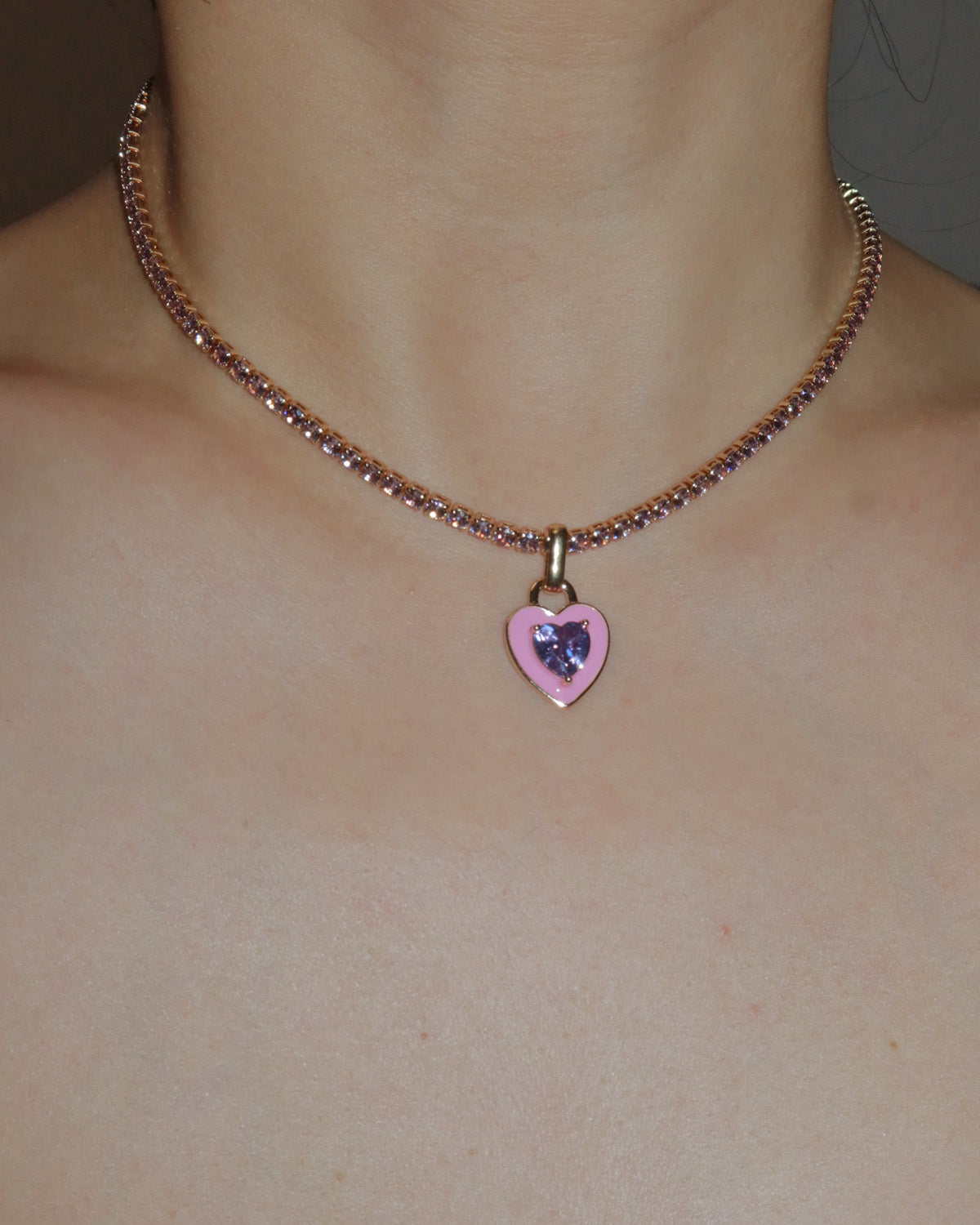Maribel Rosé Heart Gem Necklace