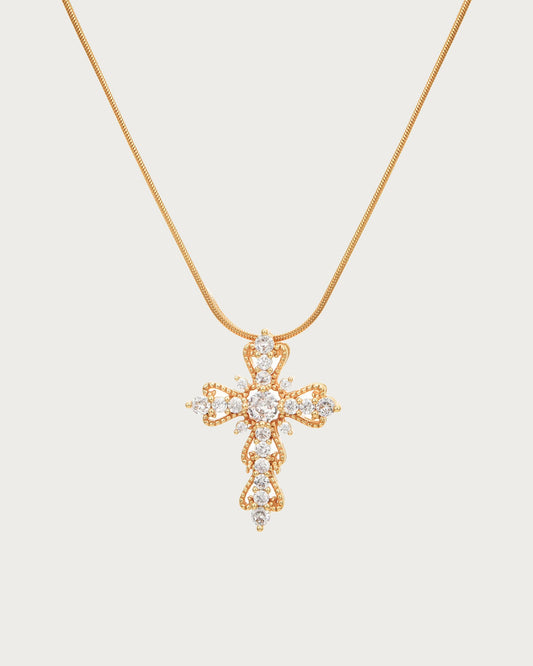 Harriet Timeless Faith Cross Golden Necklace