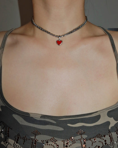 Viola Vintage Two-Tone Woven Heart Pendant Choker