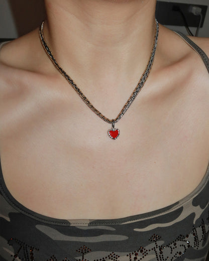 Viola Vintage Two-Tone Woven Heart Pendant Choker